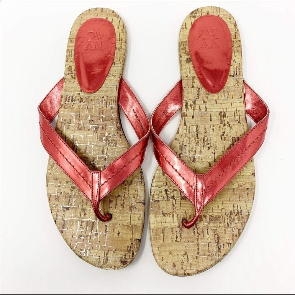 New York & Company Metallic Pink Flip Flop Sandals